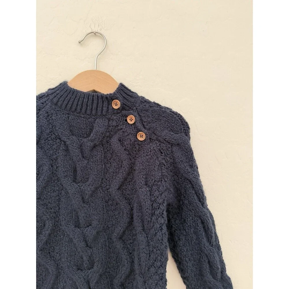 Zara Baby Navy Cable Knit Sweater 18–24 Months Button Shoulder